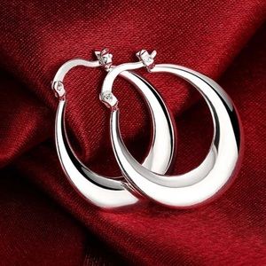 NEW 925 Sterling Silver U Shape Hoop Earrings